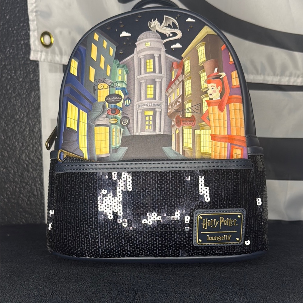 Loungefly Harry Potter Diagon Alley Black Sequin Backpack